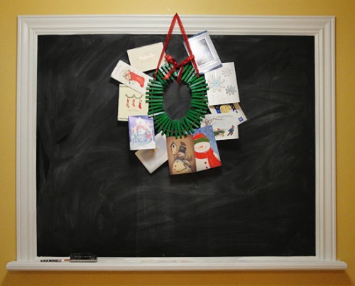 DIY Christmas Card Holder Wreath on DIY Chalkboard